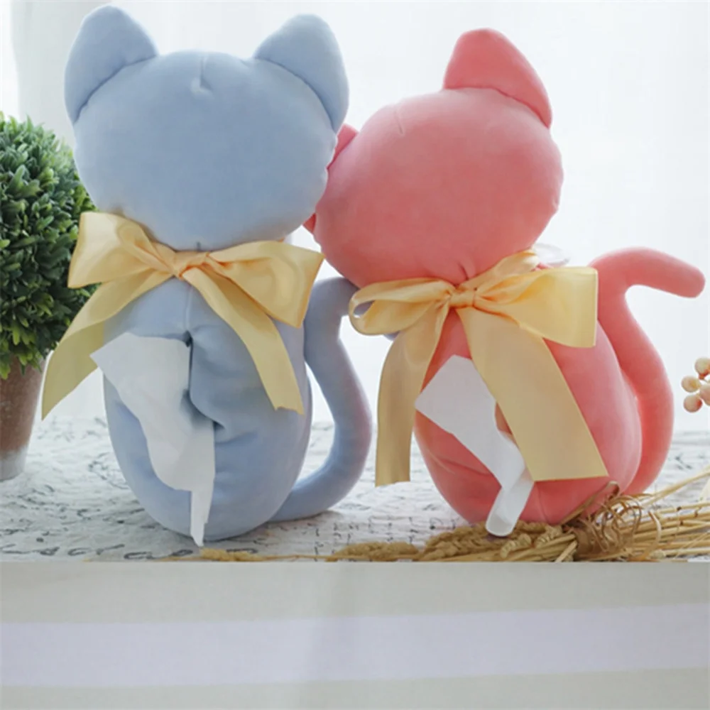 

1pc Cartoon Paper Tissue Cover Stuffed Cloth Art Car Household Tissue Box (Blue)