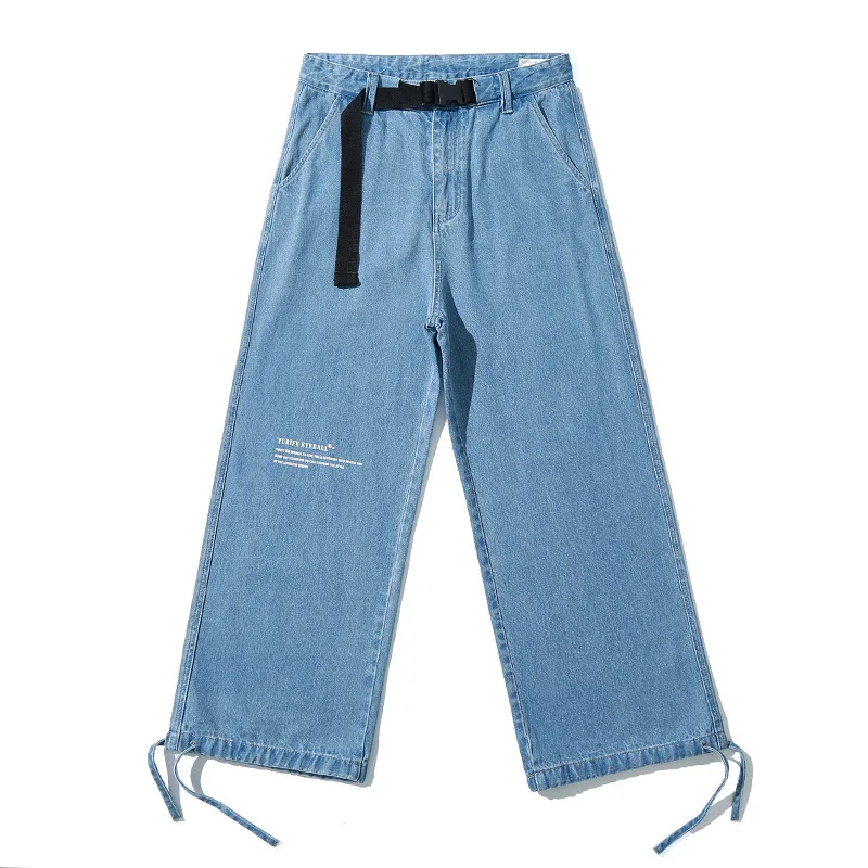 

Fashion Brand Overalls Loose Men's Straight Casual Pants Hip-hop Denim Wide-leg Pants