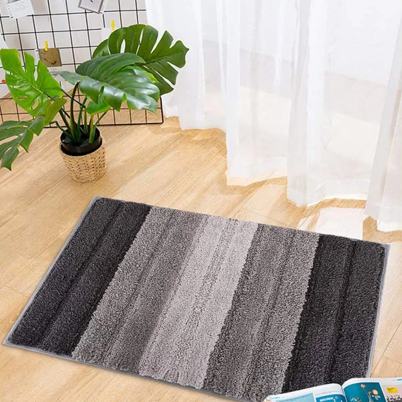 Полосатый дверной коврик нескользящий мягкий из микрофибры для входной двери