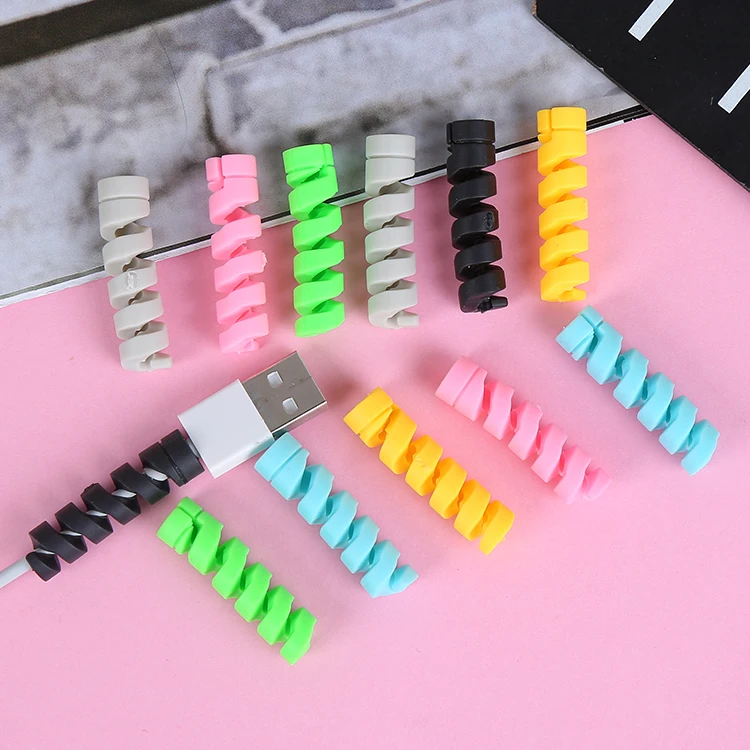 50pcs/lot Cartoon USB Cable Earphone Protector headphones line saver For Mobile phone charging data cable protection | Электроника
