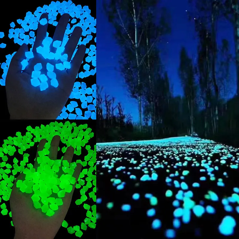 300pcs Garden Decor Light Stone Luminous Stones Glow Home Fish Tank Decoration Resin Stones Path Patio Lawn Garden Yard Decor