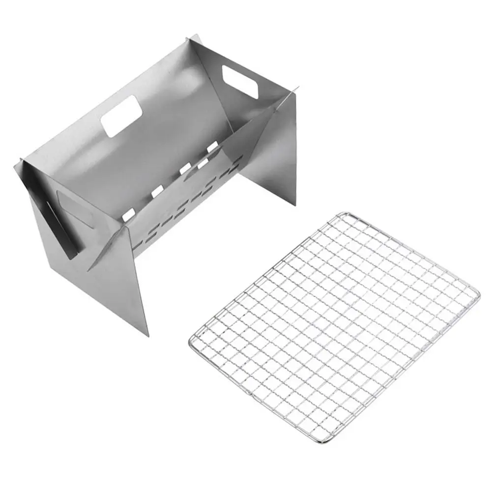 Складной портативный гриль для барбекю из нержавеющей стали карманный