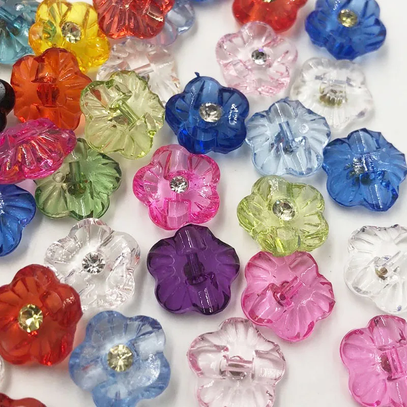 50/100pcs Mix New! Fancy Plastic button With Rinestone sewing craft appliques Lots PT06 | Дом и сад