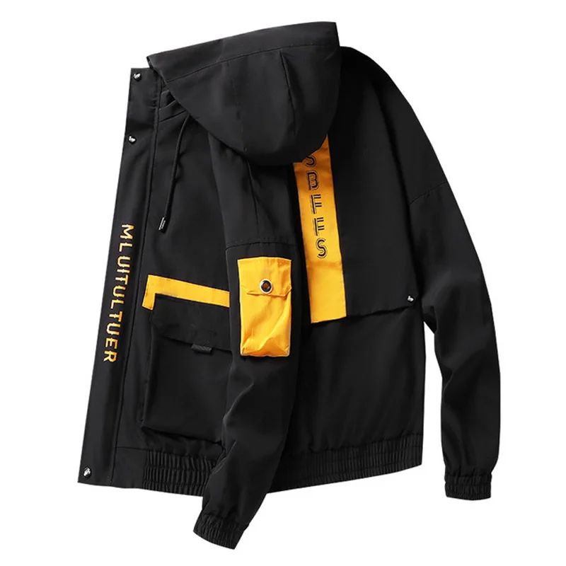 Мужская куртка с капюшоном в стиле хип-хоп пэчворк мужские толстовки пальто 2019