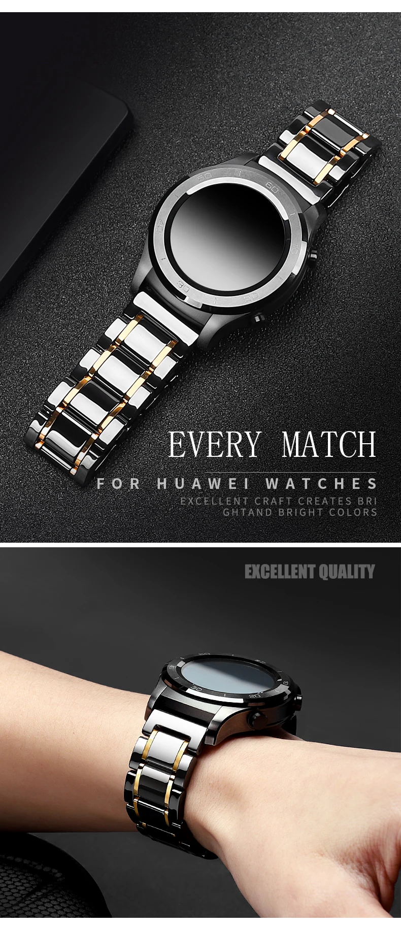 18/20 / 22мм Керамический ремешок для часов для Samsung Galaxy 46/42 мм Сменная лента / Gear s2 s3 / HONOR Watch Magic для Huawei часы GT / Talkband B5 Amazfit Watch 2s 1 ремешок Аксессуары