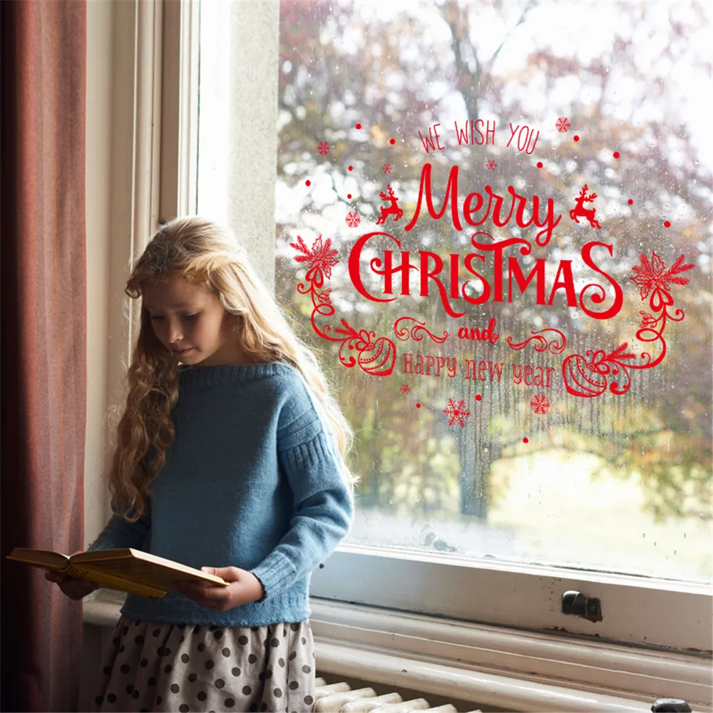 Рождественский шар лось Санта Клаус наклейка для дома магазина витрина