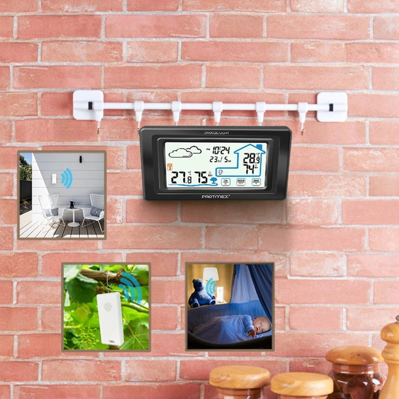 Color Touch Screen Weather Station Sensor Thermometer Hygrometer Wireless Digital Indoor Outdoor Home Forecast Alarm | Инструменты