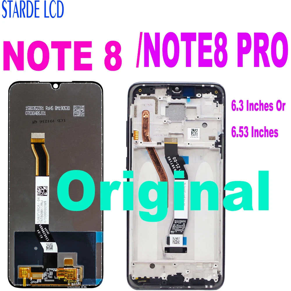 Оригинальный ЖК-экран для Xiaomi Redmi Note 8 note8 Pro с рамкой замены экрана LCD 10 TOUC |