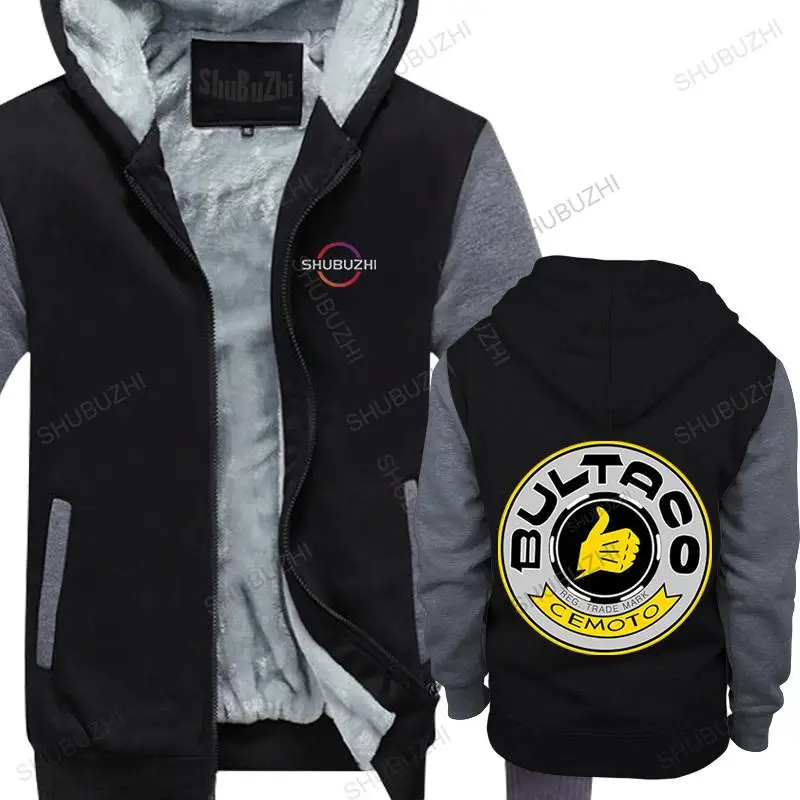 Free Shipping Bultaco Pursang thick hoodie fleece hoody Men cotton warm coat Printed warm hoodies Brand hooded zipper new Size