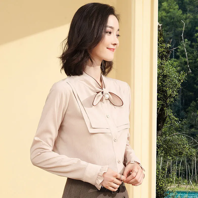 Spring Long Sleeve Chiffon Blouse Elegant Shirts Womens Tops and Blouses Fashion Clothing Blusa Mujer LWL1766