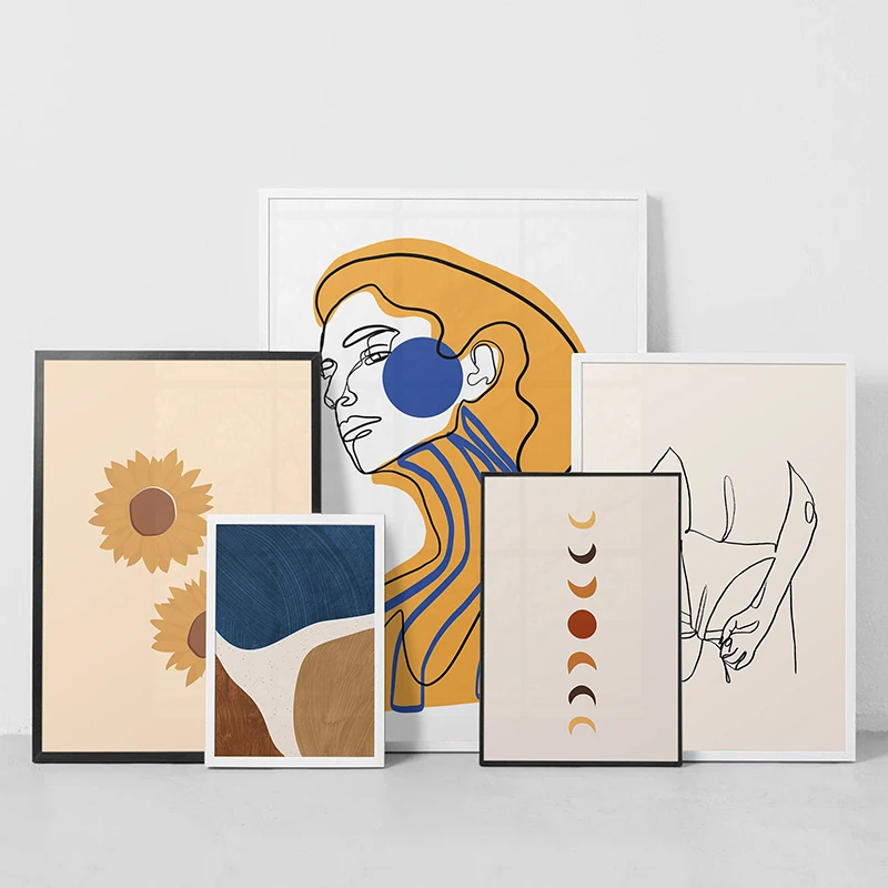 

Abstract Sunflower Poster Boho Sexy Figure Body Line Drawing Canvas Print Painting Wall Art Pictures for Living Room Home Decor