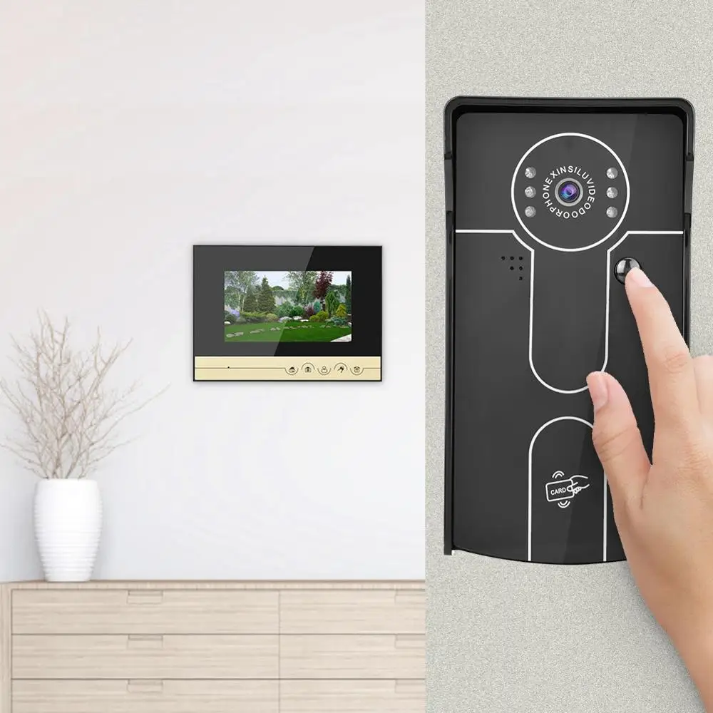 7 дюймов HD дверной Звонок камера визуальный видеодомофон телефон система дом RFID ID