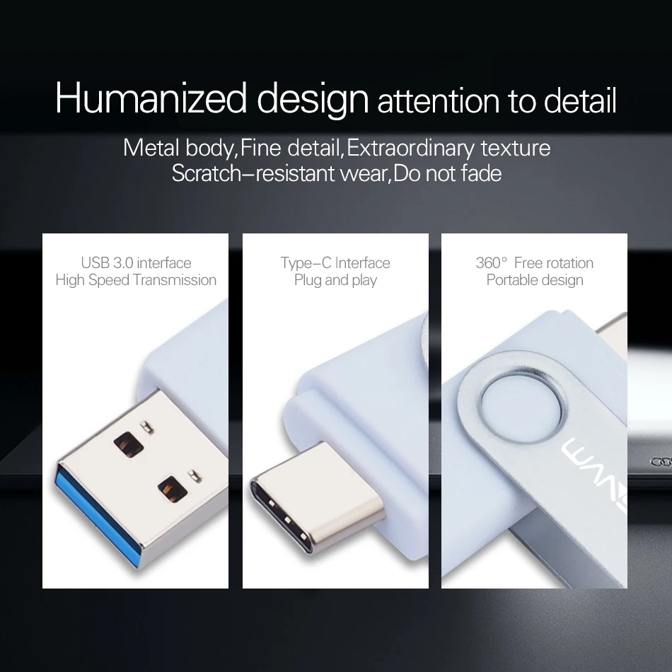 

WANSENDA OTG USB Flash Drive 512GB Pendrive 256GB USB Stick for Type C/PC Pen Drive 128GB 64GB 32GB 16GB Cle USB3.0 Memory Stick