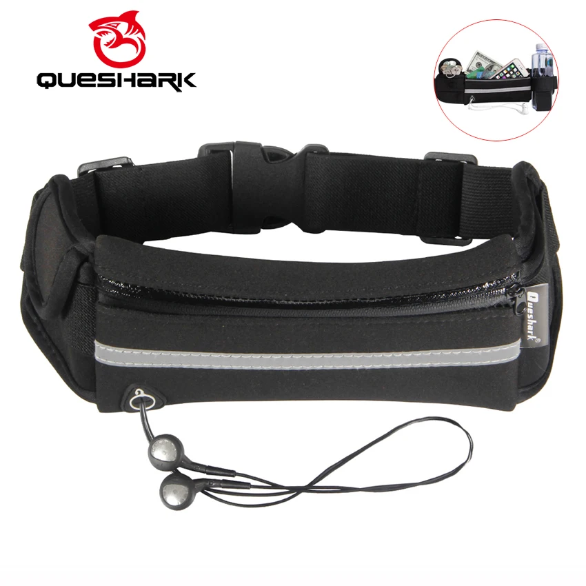 

QUESHARK Running Waist Bag Fitness Fanny Packs Phone Holder Pocket Marathon Jogging Sports Camping Hiking Belt Water Bottle Bag