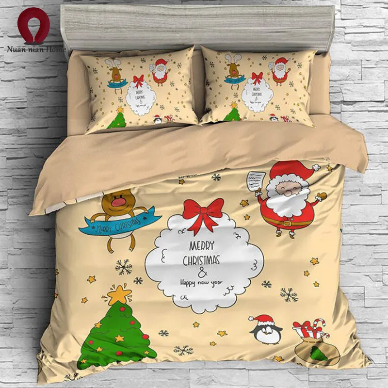 3D Christmas Bedding Set White Snowman Red Hat Festive Quilt Pillow Gift Free Shipping | Дом и сад