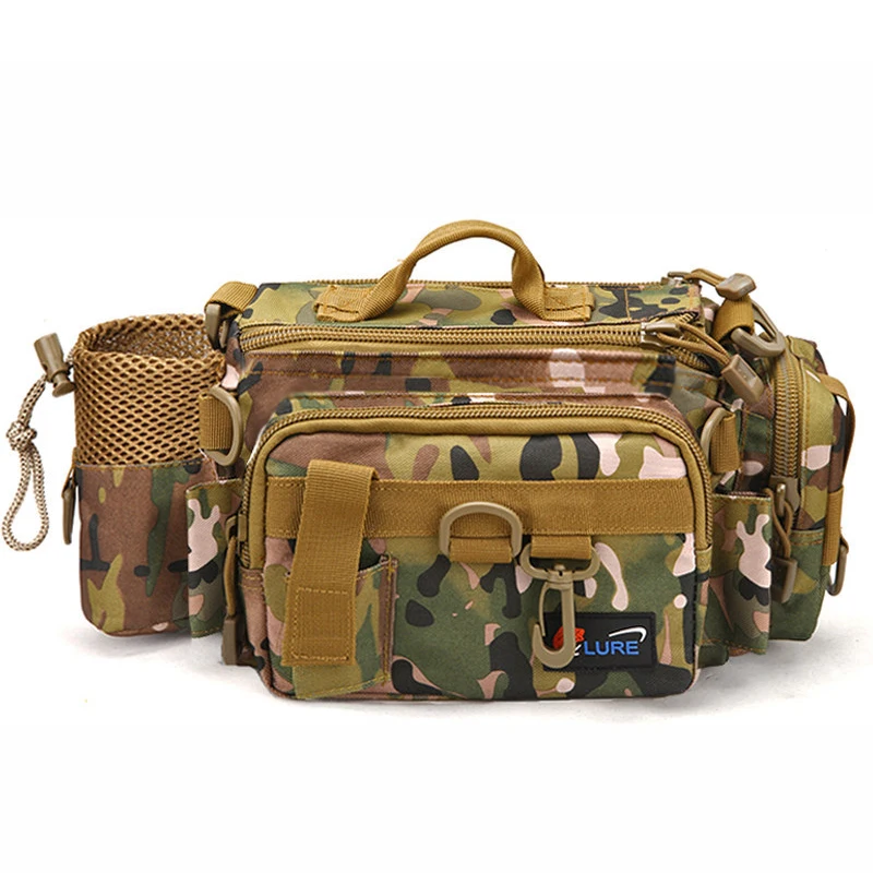 

Outdoor Fishing Tackle Bag Multifunctional Tactical Fishing Tackle Pouch Camouflage Reel Lure Storage Waist Shoulder Handbag