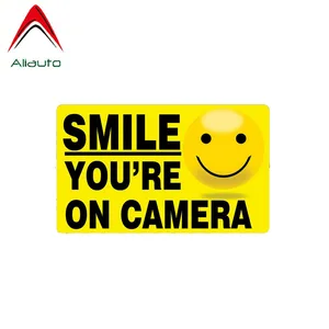 Автомобильная наклейка с предупреждениями Aliauto, персональная улыбка, наклейка на камеру, аксессуары из ПВХ для Prius Priora Suzuki Jimny Vw,13 см * 8 см