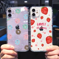 strawberry macron phone case for iphone 13 12 11 8 7 plus mini x xs xr pro max transparent soft