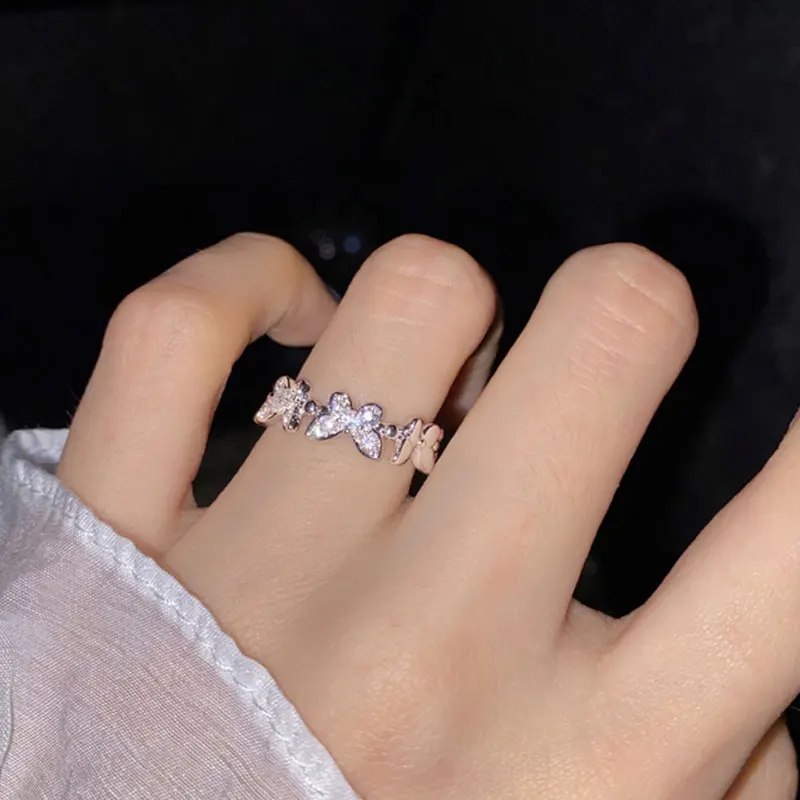 

1Pcs Adjustable Engagement Ring Party Jewelry Simple Open Ring For Ladies Butterfly Shape Creative Gift Finger Ring Finger Decor