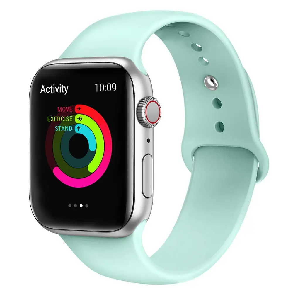 Spearmint Силиконовый ремешок для наручных часов Apple Watch, 42 мм, 38 мм, Версия 44 мм 40 мм резиновый браслет Ремешки черный ремешок наручных часов Iwatch серии 5/4/3/2/1 браслет - Цвет ремешка: Spearmint