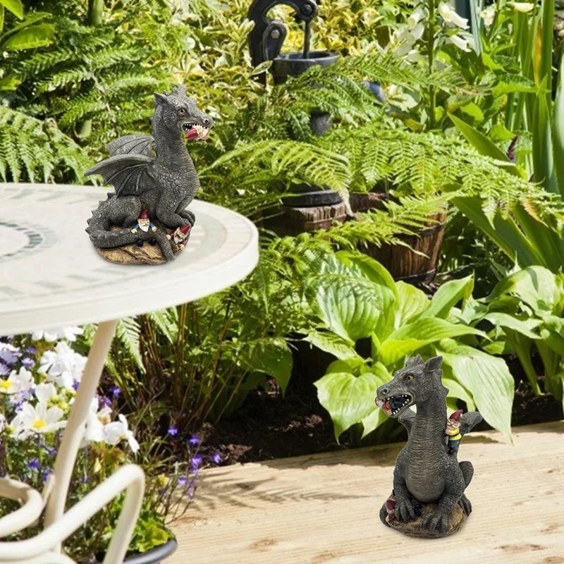 

Angry Dinosaur Eating Gnomes Garden Yard Art Decor Dinosaur Garden Ornament Decoration Home Decor Indoor Outdoor Statue