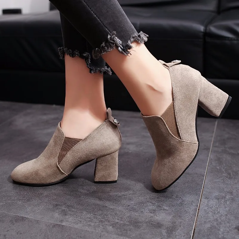 

Women High Heel Booties Large Size Fashion Female High-Heeled Boots Young Ladies Fashion Booties Heel Cloth Boots U22-11