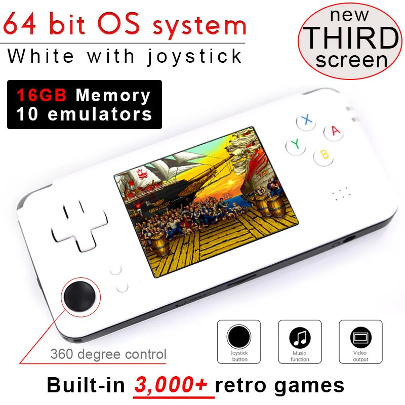 White 64bit OS 16GB Обновленная RS97 Plus 60 Гц 3,0 дюймов Двойная система Ретро игровая консоль RetroFW OS портативный игровой плеер игры эмуляторы внутри - Color: White 64bit OS 16GB