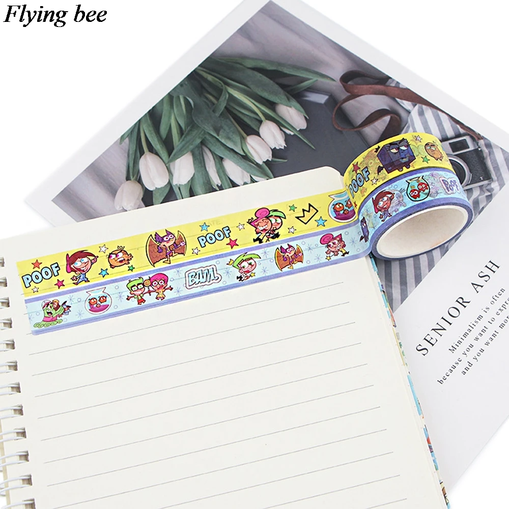 

Flyingbee 15mmX5m Cartoon Kawaii Girls Paper Washi Tape Cute Adhesive Tape DIY Scrapbooking Sticker Label Funny Tape X0983