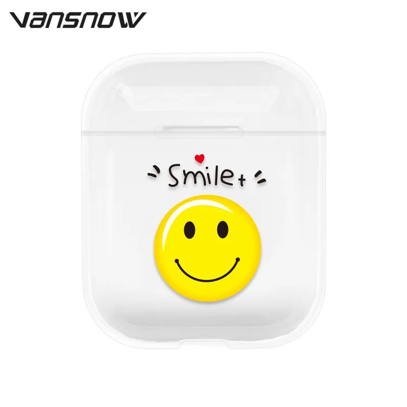 Smile Для AirPods чехол из прозрачного силикона с рисунком Беспроводной Bluetooth зарядным устройством чехол s для Airpods 2/1 Air стручки чехол Крышка - Цвет: Smile