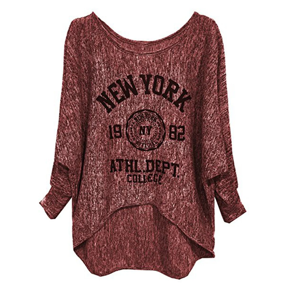 Футболка женская повседневная с рукавом летучая мышь большого размера | Женская