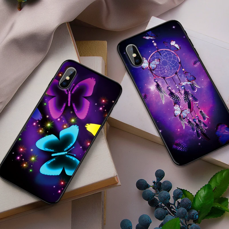 Для Xiaomi Redmi 7 Note 4X 5A 16G 32G GO 7A K20 Бабочка Фиолетовый 5 6 8 Pro задняя крышка для телефона
