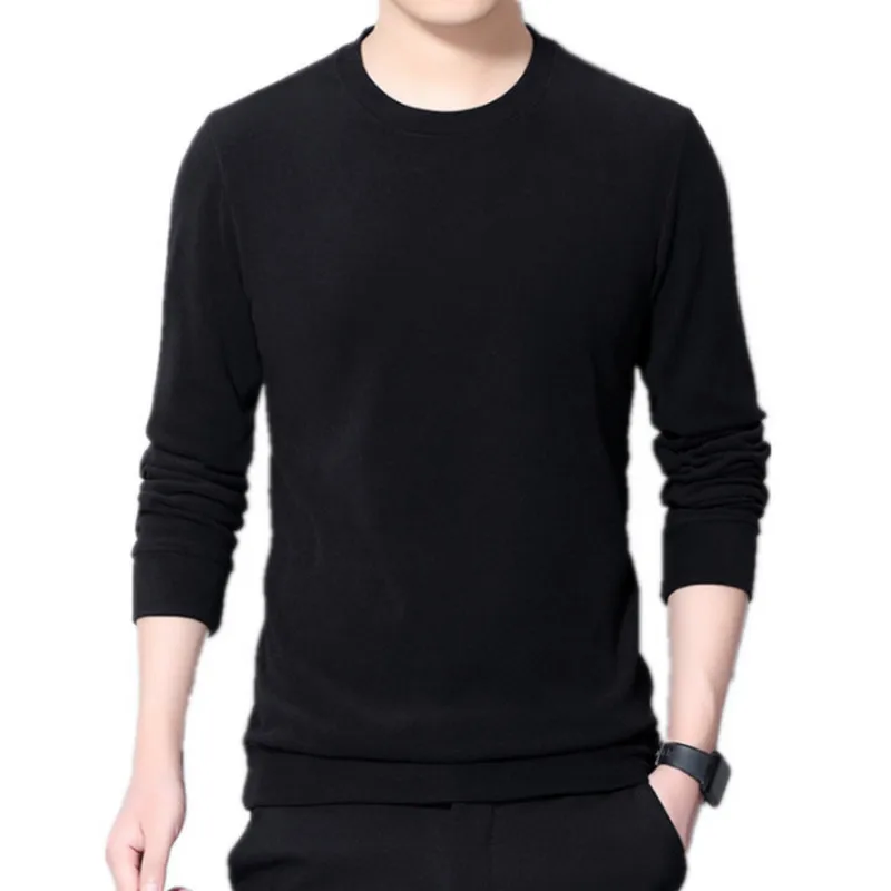 

2021New Men Pullover Sweater O-neck Solid Color Black Brand Knitted Pullovers Casual Male Sweater Knitwear bottom shirt jacket