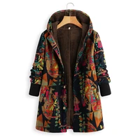 2021 winter new women hooded cotton jacket loose medium length thickened plush cotton jacket for women wm
