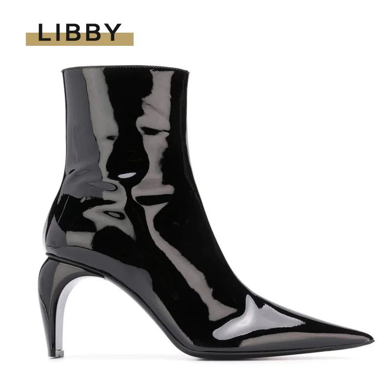 Женские зимние ботильоны на высоком каблуке дизайнерские туфли-лодочки шпильке