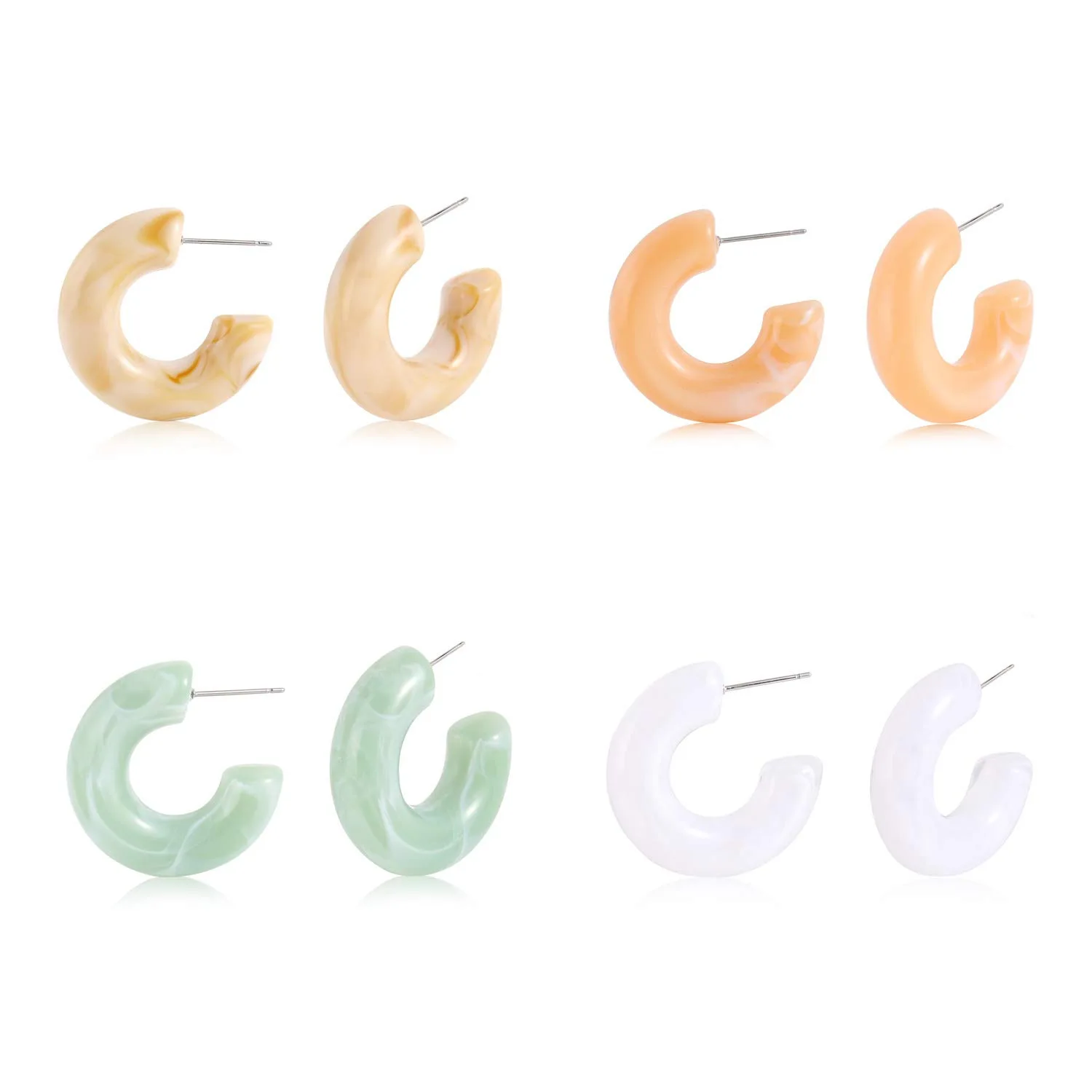 

2021 New Trend Creative Ladies Earrings Cute Geometric C Candy Color Stud Earrings Personality Fashion Decoration Jewelry