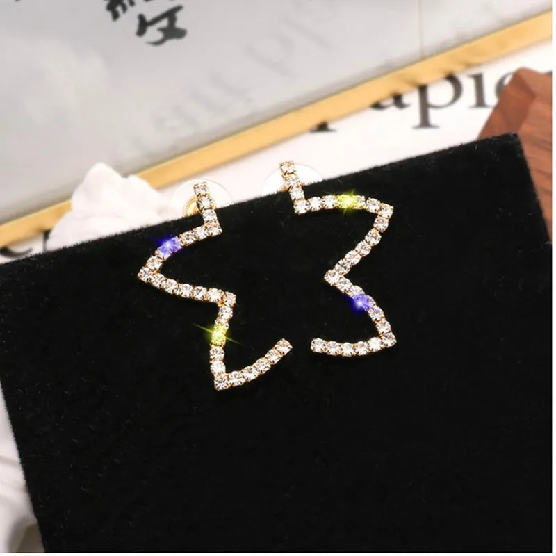 New Style Left And Right Five-Pointed Star Earrings Temperament Female Geometric Simple Short Girlfriend Gift | Украшения и