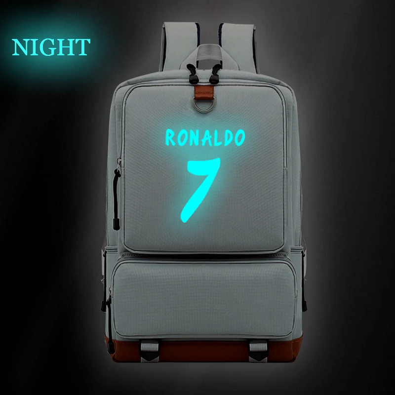 Рюкзак школьный светящийся для девочек и мужчин модный аксессуар с Криштиану