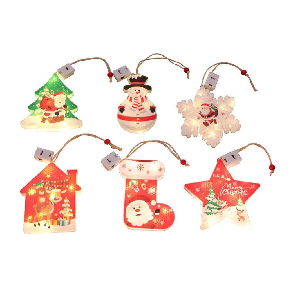 

6 шт., Подвесные светодиодные светильники для вечерние шения ёлки Санты
