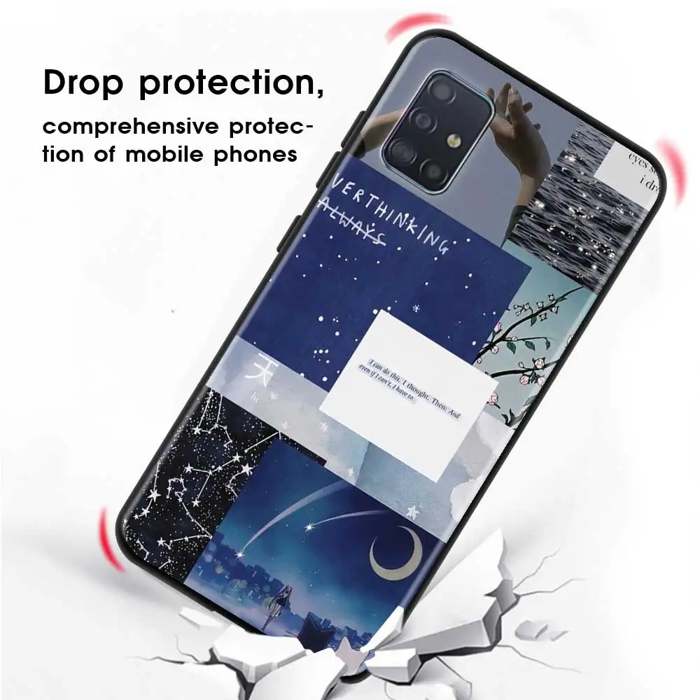 

Silicone Case For Samsung Galaxy A51 A71 A50 A21s A10 A20e A30 A40 A70 A31 A41 A11 A91 A72 Back Cover Fundas Capa Blue Aesthetic