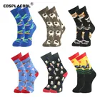 Носки COSPLACOOL Мужские осенне-зимние, оригинальные повседневные уличные носки с забавным рисунком еды с животными, для улицы
