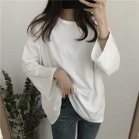 harajuku solid loose long sleeve t shirts women sweet candy colors t shirt korean style simple white t shirt fashion tees tops