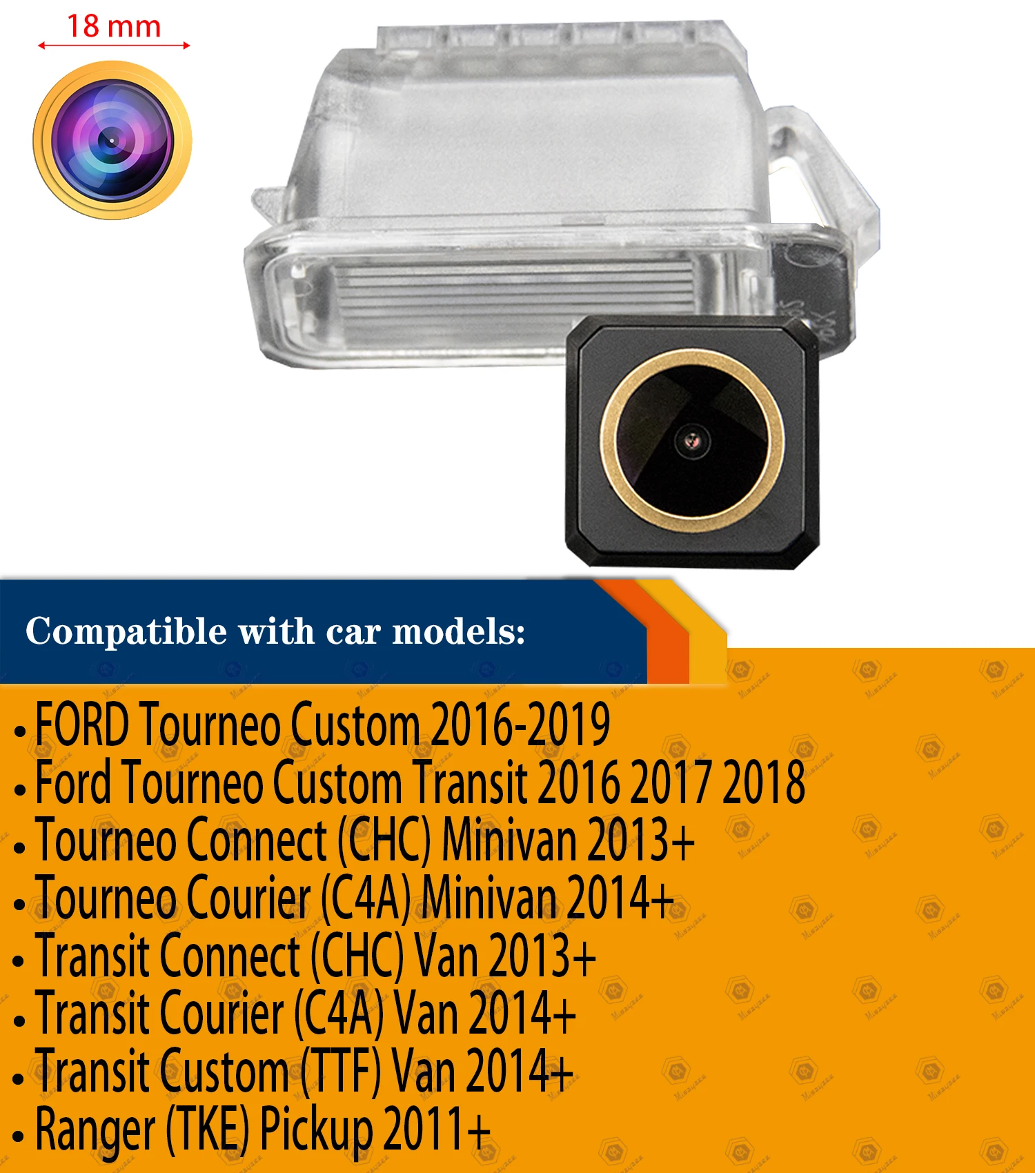 Камера заднего вида для Ford Tourneo Transit курьерская настраиваемая Ranger TKE ночное