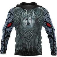 fashion viking style hoodie wolf and viking tattoo 3d printing mens zipper hoodie unisex autumn casual street sweatshirt