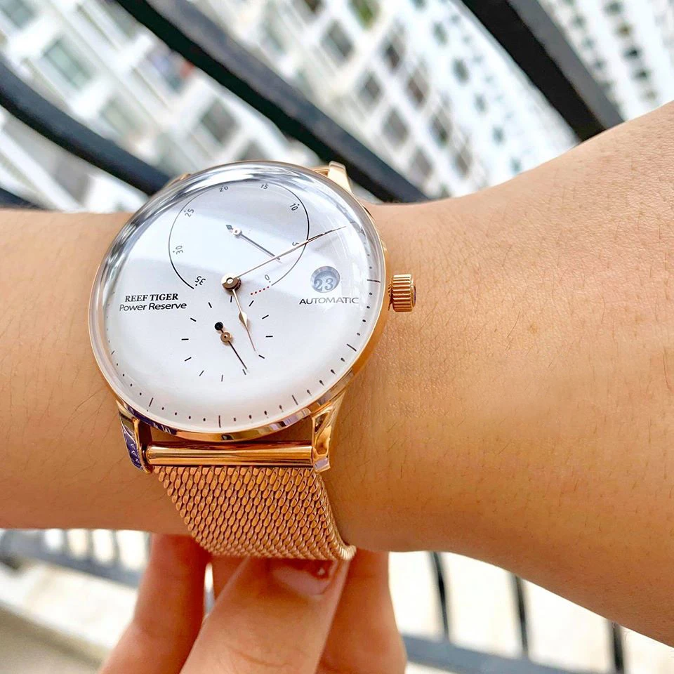 Риф Тигр/RT Топ Бренд роскошные часы для мужчин розовое золото повседневные и