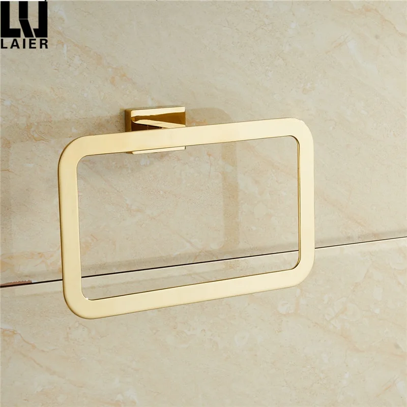 

Vidric Wall Mounted Gold Towel Ring chrome Bathroom accessories Decoration Elegant square style