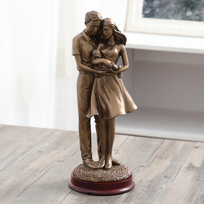 style 2 Ретро Ностальгический happy family украшения семья из трех человек для свадьбы, годовщины, дня рождения подарок жене статуя Семья украшения из смолы - Цвет: style 2