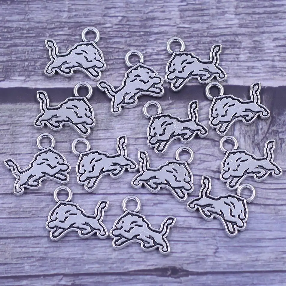 

10Pcs Pendants Male Lion Aniaml Silver Tone For Charms Necklaces Zinc Metal Alloy Jewelry DIY Findings 19x17mm