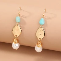 2021 new irregular natural stone imitation pearl drop earring for women geometric statement earrings wedding jewelry trinkets