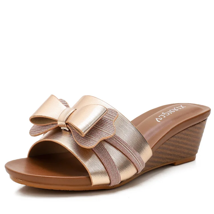 

Shoes Women House Slippers Platform Slides Big Size Med Fashion On A Wedge Pantofle Soft Luxury 2021 PU Scandals Rome Fabric