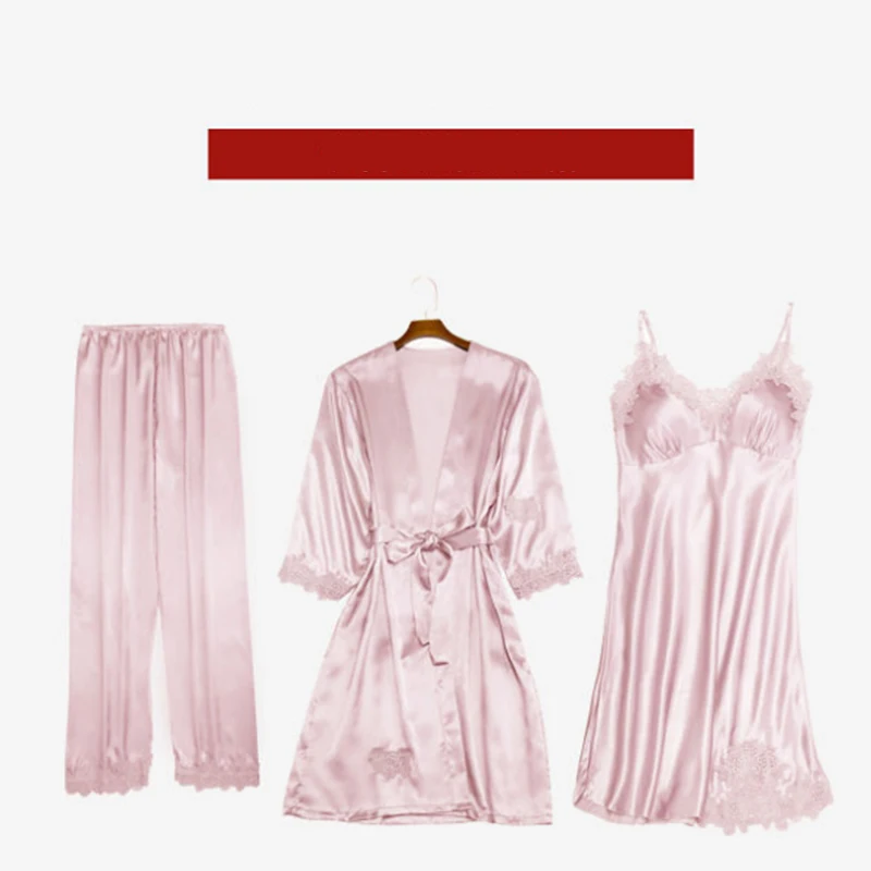 3 шт. весенне-осенний Элегантный женский Шелковый Атласный Новый Пижамный костюм